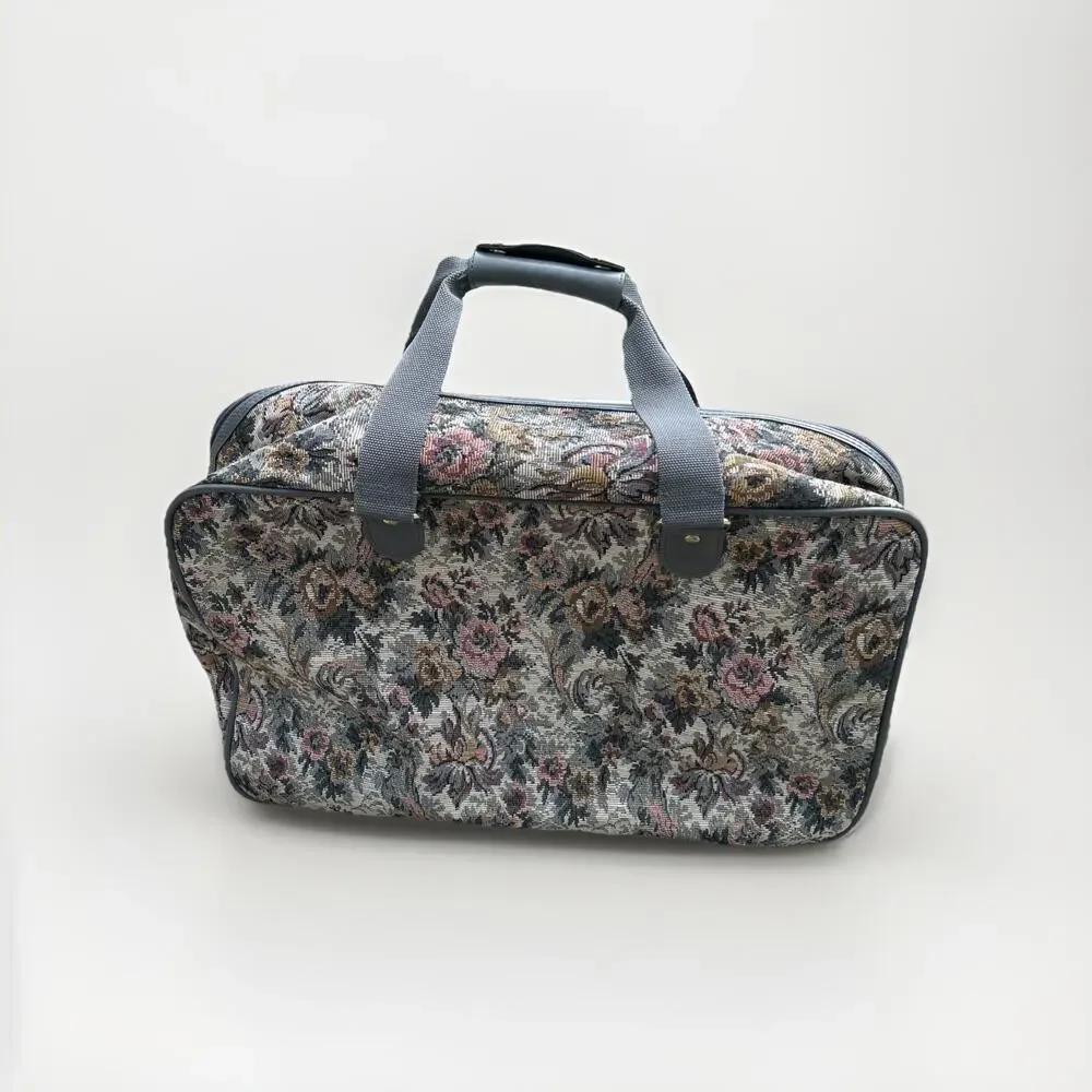 Vintage Jaguar Luggage Tapestry 3 Piece Set Floral JC Penny Carry On Garment